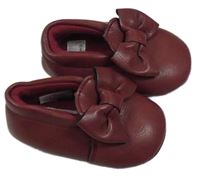 Vínové koženkové capáčky s mašlí John Lewis