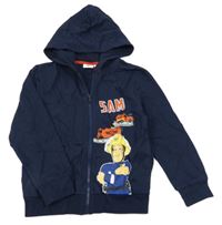 Tmavomodrá prepínaci mikina so Samem a kapucňou