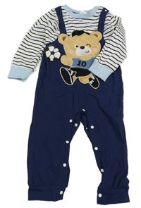 Tmavomodro-bílý overal s medvědem 