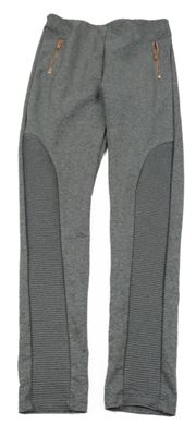 Šedé melírované tregíny se zipy F&F