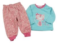 Modro-růžové fleecové pyžamo s kočkou Early Days