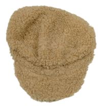 Béžová huňatá podšitá kšiltovka 