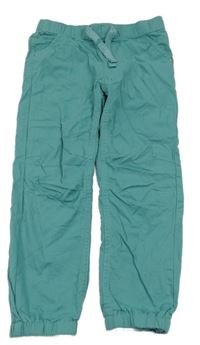 Zelené plátěné podšité kalhoty 