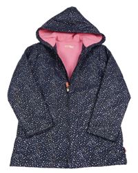 Tmavomodrá třpytivá zateplená nepromokavá bunda s kapucí 