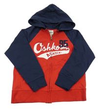 Červeno-tmavomodrá prepínaci mikina s logom a kapucňou OshKosh
