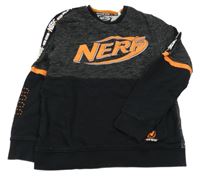 Antracitová melírovaná mikina s nápisem - Nerf C&A