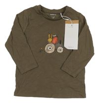 Nové - hnědé triko se zvířátky Name it