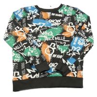 Čierno-farebná vzorovaná mikina s nápismi M&Co.