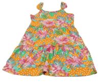 Oranžovo-zeleno-ružové kvetované šaty Matalan