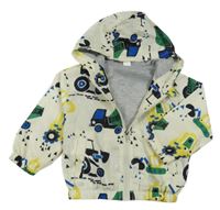 Smetanová šusťáková jarní bunda s bagry a kapucí 