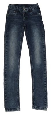 Tmavomodré melírované skinny rifle BLUE EFFECT