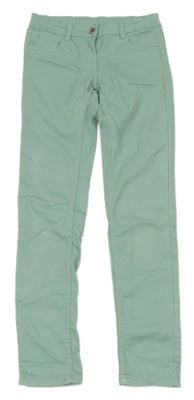 Mintové plátenné skinny nohavice Pocopiano
