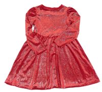 Červené trblietavé zamatové šaty Matalan