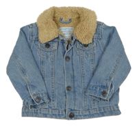 Světlemodrá zateplená riflová bunda s límečkem Primark