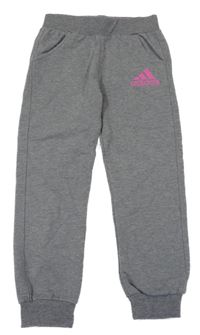Sivé melírované tepláky s logem - Adidas