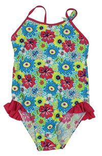Tyrkysovo-farebné kvetované jednodielne plavky Ladybird