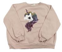 Staroružová mikina s koníkem z flitrů zn. H&M