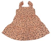 Korálovo-čierne bodkovaná é šaty Primark