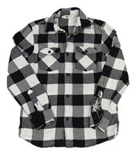 Čierno-biela kockovaná flanelová košeľa H&M