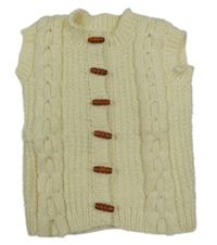 Smotanová pletená vzorovaná prepínaci vesta