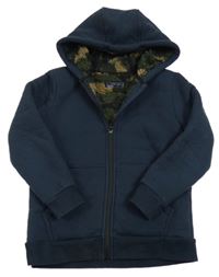 Tmavomodrá zateplená propínací mikina s kapucí Next