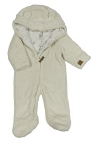 Biela plyšová podšitá kombinéza s kapucňou F&F