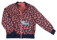 Nové - Tmavomodro-růžový šusťákový jarní bomber s leopardím vzorem Tchibo