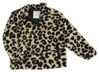 Béžovo-černá huňatá bunda s leopardím vzorem Matalan