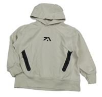 Béžovo-čierna mikina s potlačou a kapucňou Zara