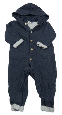 Tmavomodrá tepláková kombinéza s kapucňou H&M