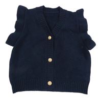 Tmavomodrá svetrová prepínaci vesta s volánikmi