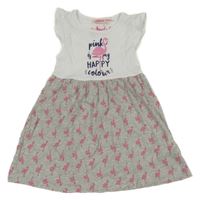 Bielo-sivé šaty s plameňáky Alive