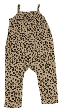 Béžovo-černý kalhotový overal s leopardím vzorem H&M