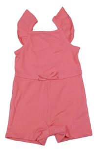 Růžový žebrovaný kraťasový overal Primark