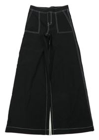 Černé široké tregíny riflového vzhledu H&M