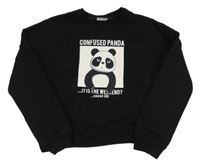 Čierna crop mikina s pandou LC Waikiki