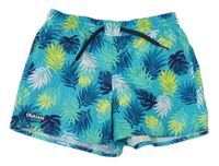 Modro-bílé plážové kraťasy s listy Decathlon