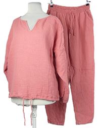 2set - Dámské růžové mušelínové triko + kalhoty M&S