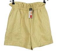 Nové - Dámske žlté koženkové kraťasy Primark