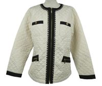 Dámska smetanovo-čierna šušťáková prešívaná lehce zateplená bunda