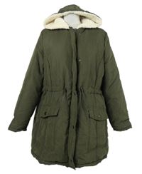 Dámsky khaki šušťákový zimný kabát s kapucňou B.You