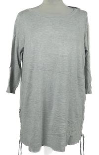 Nové - Dámský šedý lehký svetr se šněrováním Evans 