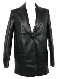 Dámský černý koženkový kabát Zara 