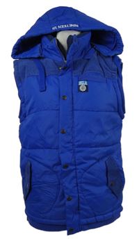 Pánská safírová šusťáková zateplená vesta s kapucí Ucla 