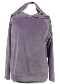 Dámská lila žebrovaná sametová mikina s kapucí TU 