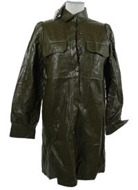 Nové - Dámský khaki koženkový kabát Zara 