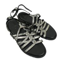 Dámské stříbrno-černé páskové kožené sandály Forever Comfort vel. 41