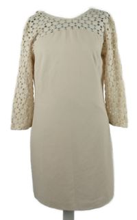 Dámske svetloružové šaty s čipkovymi rukávy