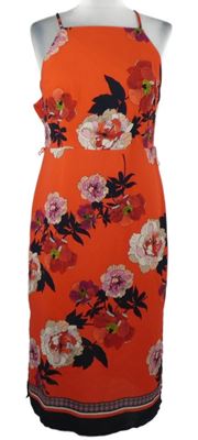 Dámské jahodové květované midi šaty Oasis