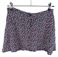 Dámska tmavomodro-ružová kvietkovana prepínaci sukňa H&M